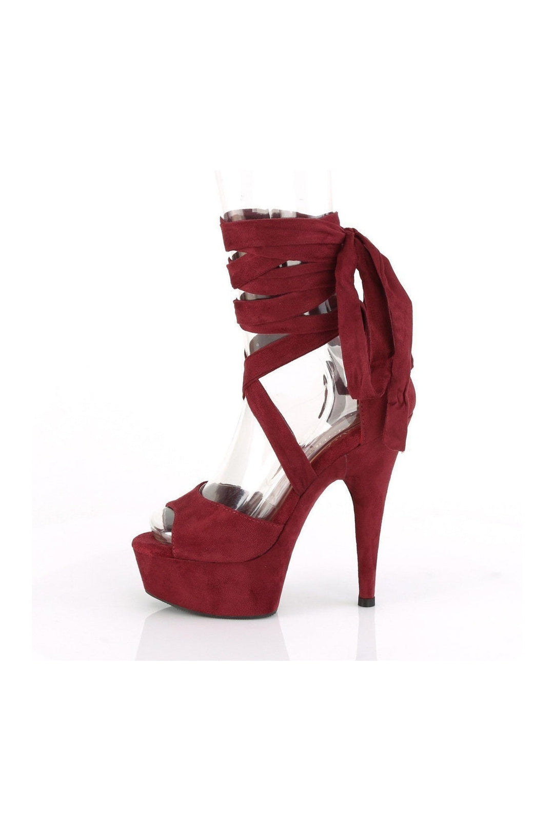 Pleaser DELIGHT-679 Exotic Sandal in Burgundy Faux Leather