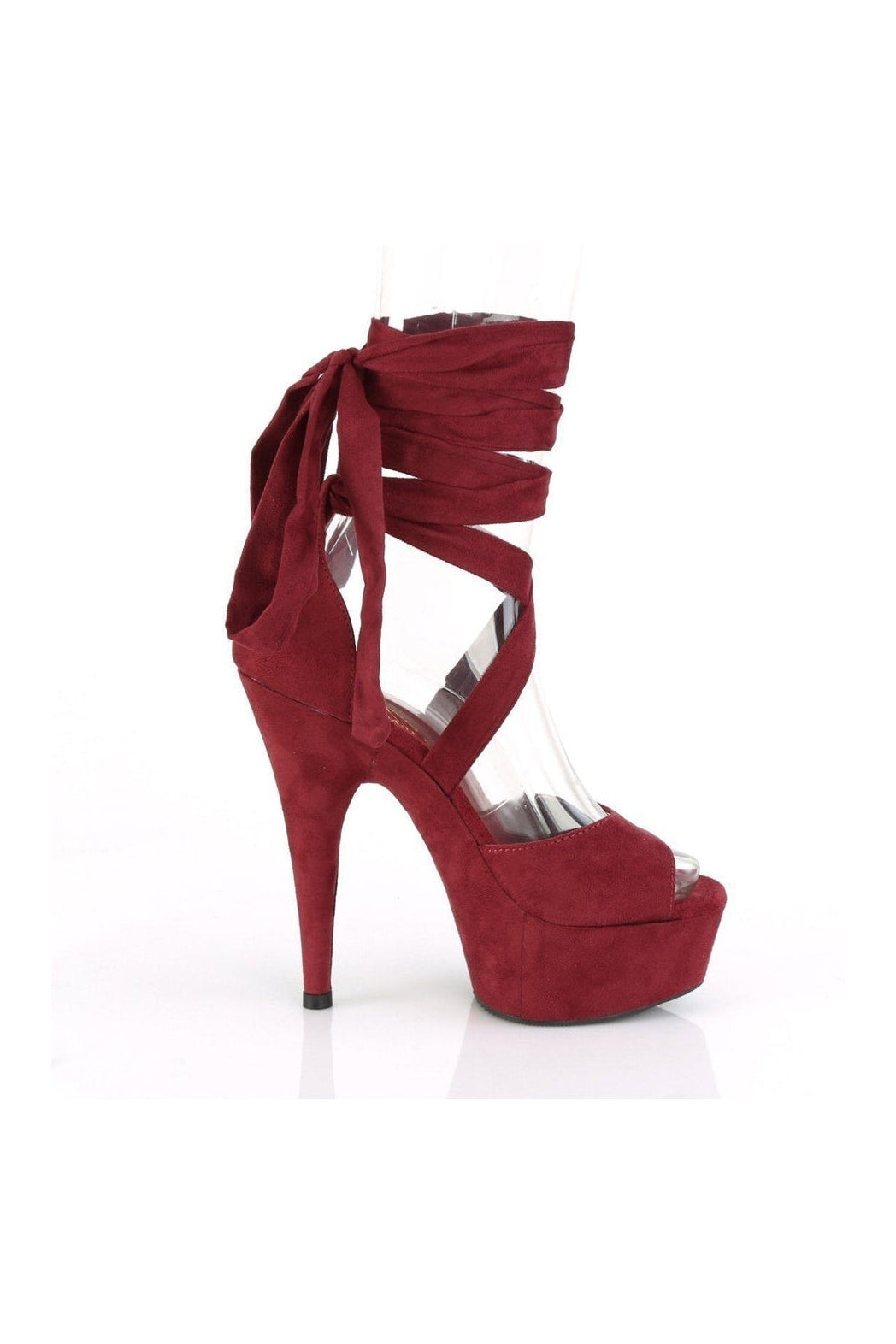 Pleaser DELIGHT-679 Exotic Sandal in Burgundy Faux Leather