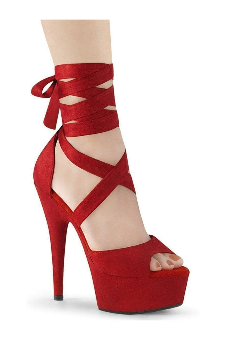 DELIGHT-679 Stripper Sandal | Red Fabric-Pleaser