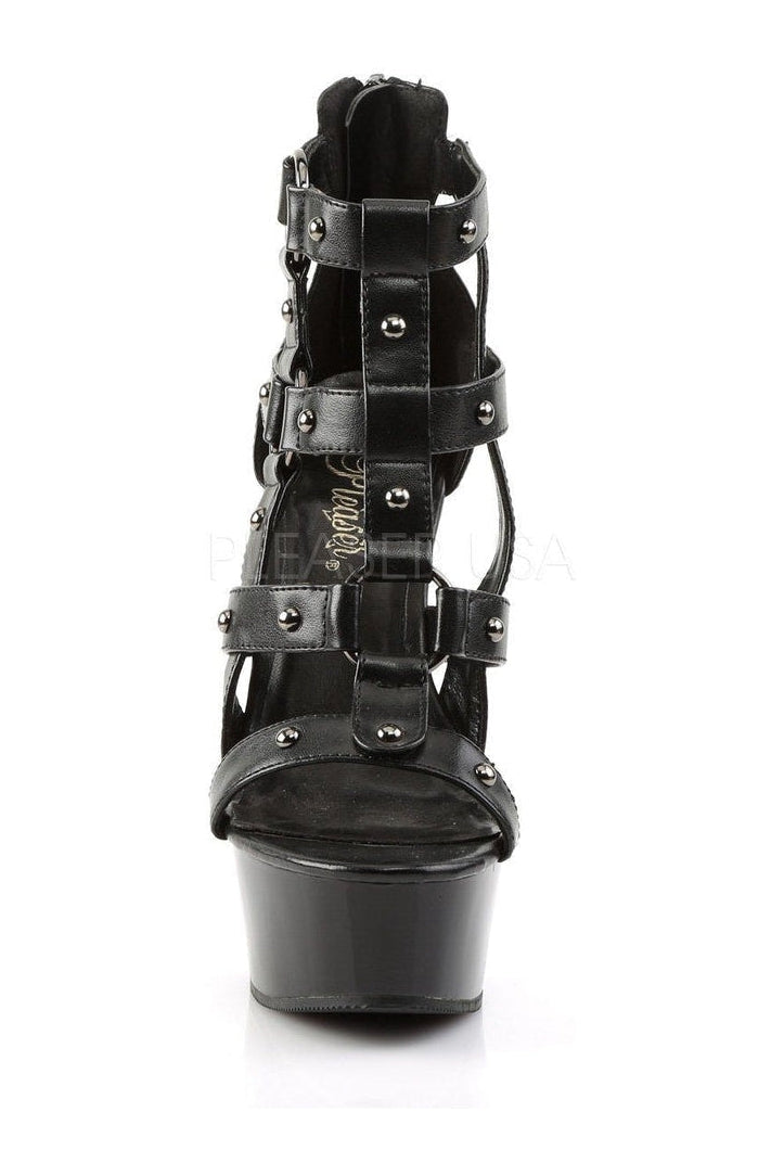 Pleaser DELIGHT-682 Platform Sandal in Black Faux Leather