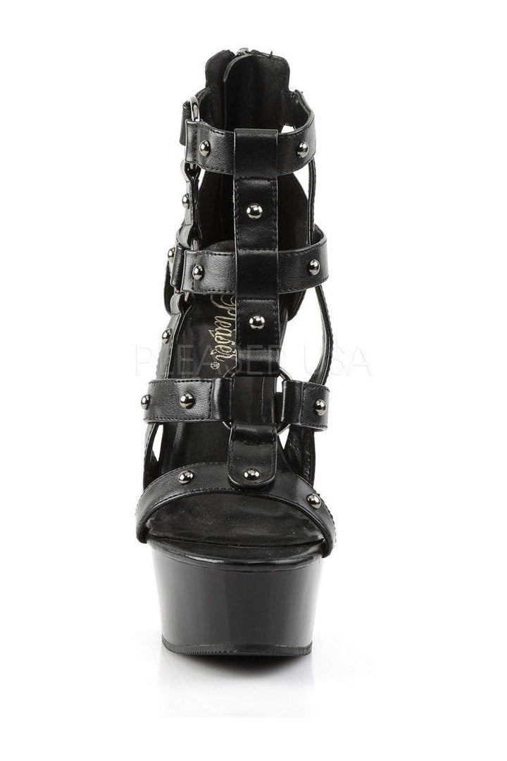 DELIGHT-682 Platform Sandal | Black Faux Leather-Pleaser-Sandals-SEXYSHOES.COM