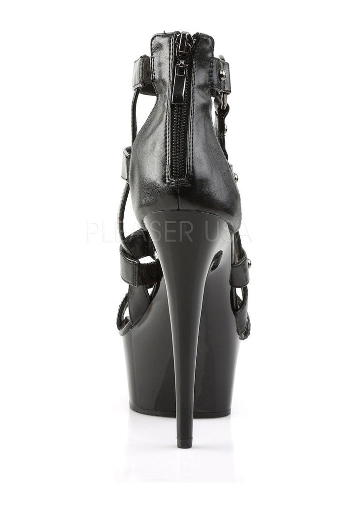 DELIGHT-682 Platform Sandal | Black Faux Leather-Pleaser-Sandals-SEXYSHOES.COM