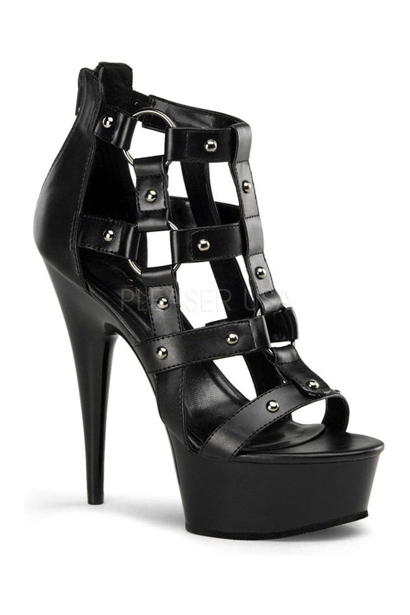 Pleaser DELIGHT-682 Platform Sandal in Black Faux Leather from SexyShoes.com