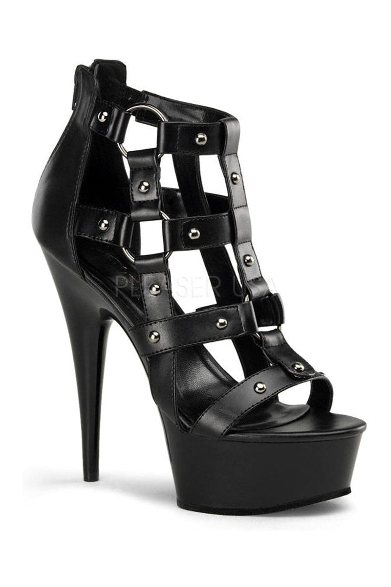 DELIGHT-682 Platform Sandal | Black Faux Leather-Pleaser-Black-Sandals-SEXYSHOES.COM