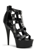 DELIGHT-682 Platform Sandal  | Black Faux Leather