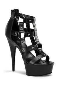 Pleaser DELIGHT-682 Platform Sandal in Black Faux Leather from SexyShoes.com