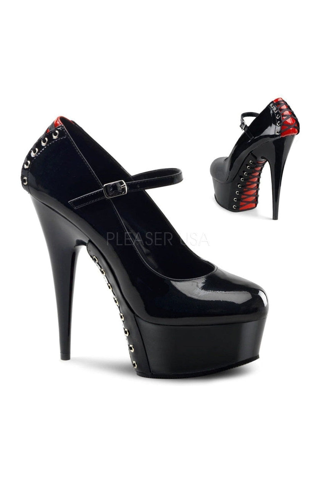 DELIGHT-687FH Platform Pump | Black Patent-Pleaser-Black-Mary Janes-SEXYSHOES.COM