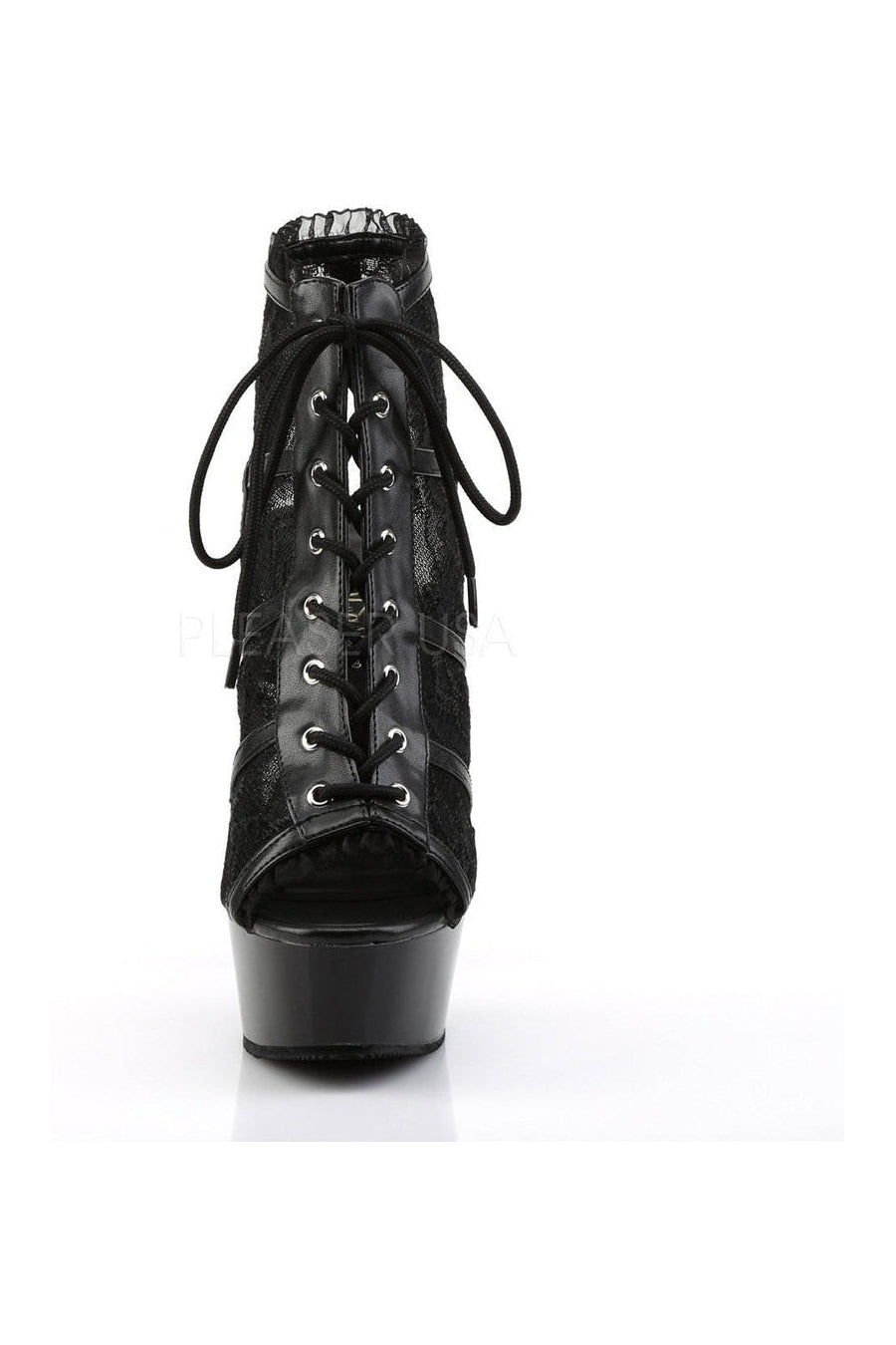 DELIGHT-696LC Platform Boot | Black Fabric-Pleaser-Ankle Boots-SEXYSHOES.COM