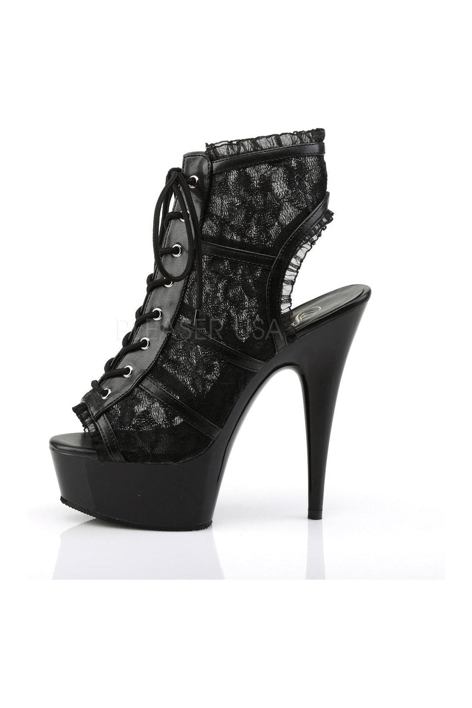 Pleaser DELIGHT-696LC Platform Boot in Black Fabric