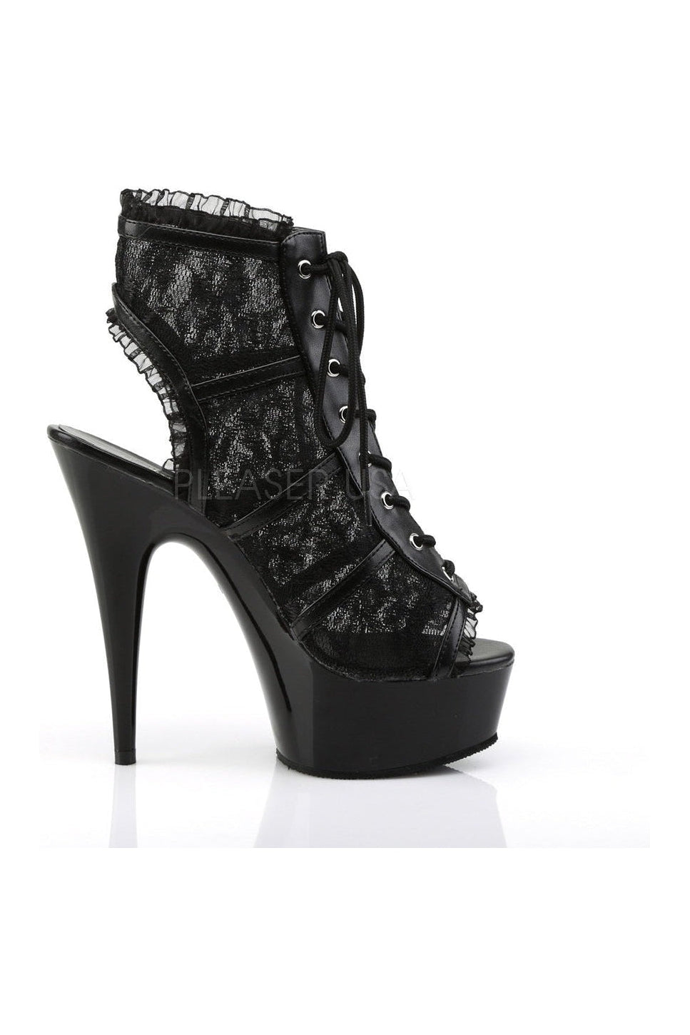 Pleaser DELIGHT-696LC Platform Boot in Black Fabric