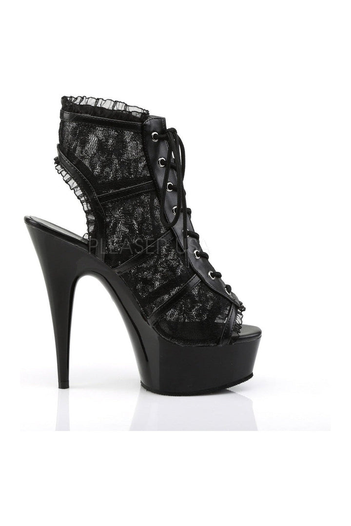 DELIGHT-696LC Platform Boot | Black Fabric-Pleaser-Ankle Boots-SEXYSHOES.COM