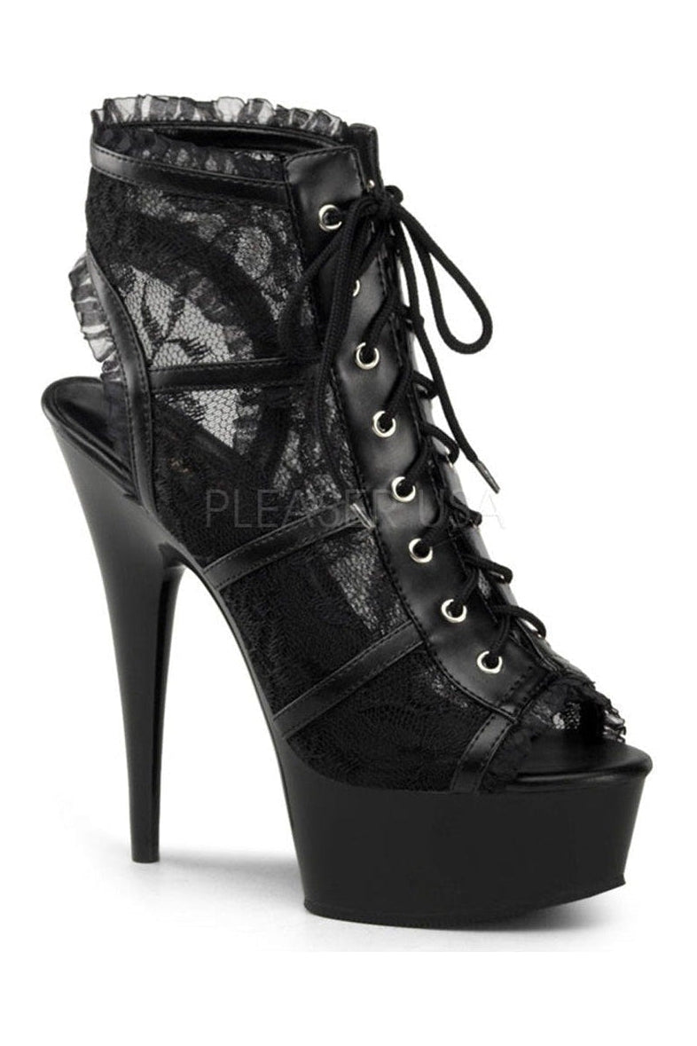 Pleaser DELIGHT-696LC Platform Boot in Black Fabric from SexyShoes.com