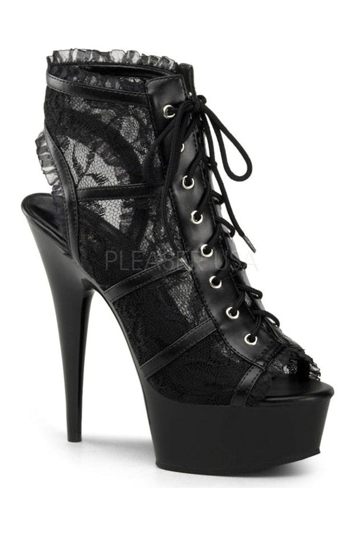 DELIGHT-696LC Platform Boot | Black Fabric-Pleaser-Black-Ankle Boots-SEXYSHOES.COM
