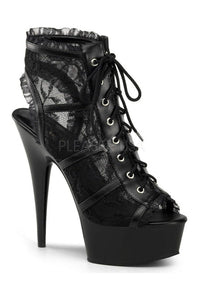 Pleaser DELIGHT-696LC Platform Boot in Black Fabric from SexyShoes.com