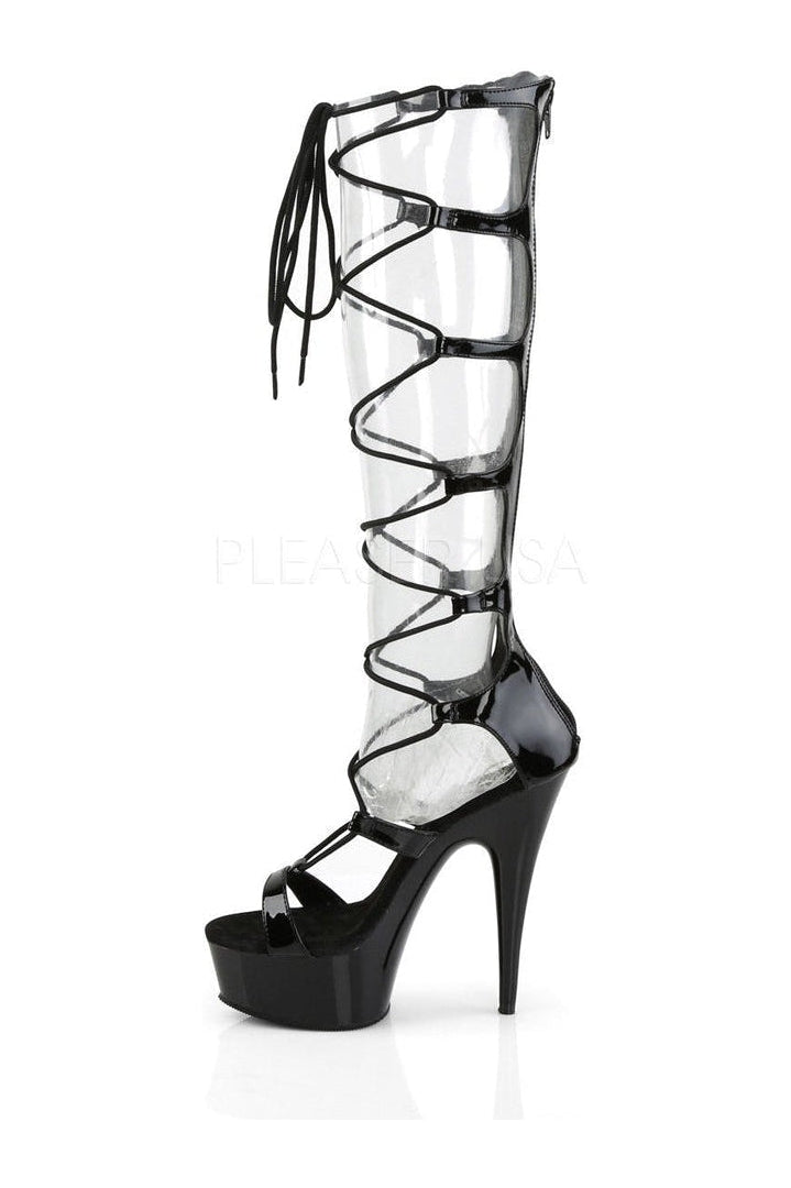 DELIGHT-698 Platform Sandal | Black Patent-Pleaser-Sandals-SEXYSHOES.COM