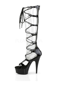 Pleaser DELIGHT-698 Platform Sandal in Black Patent