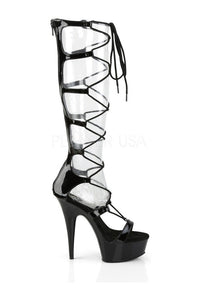 Pleaser DELIGHT-698 Platform Sandal in Black Patent