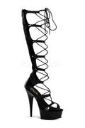 DELIGHT-698 Platform Sandal  | Black Patent