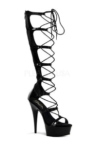 Pleaser DELIGHT-698 Platform Sandal in Black Patent from SexyShoes.com