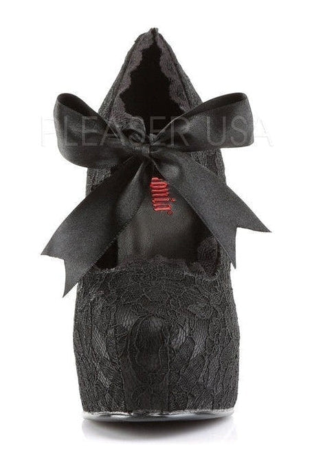 DEMON-11 Demonia Platform Pump | Black Genuine Satin
