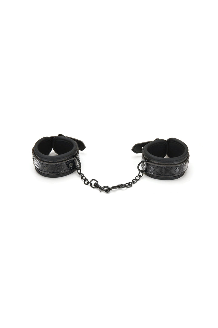 Diamond Textured Buckle Cuffs-Cuffs + Chokers-Whipsmart-Black-O/S-SEXYSHOES.COM