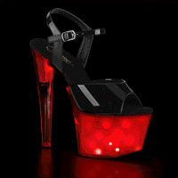 Pleaser DISCOLITE-709 Exotic Sandal in Black Patent from SexyShoes.com