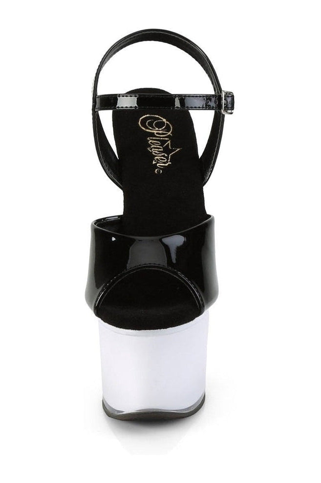 Pleaser DISCOLITE-709 Exotic Sandal in Black Patent