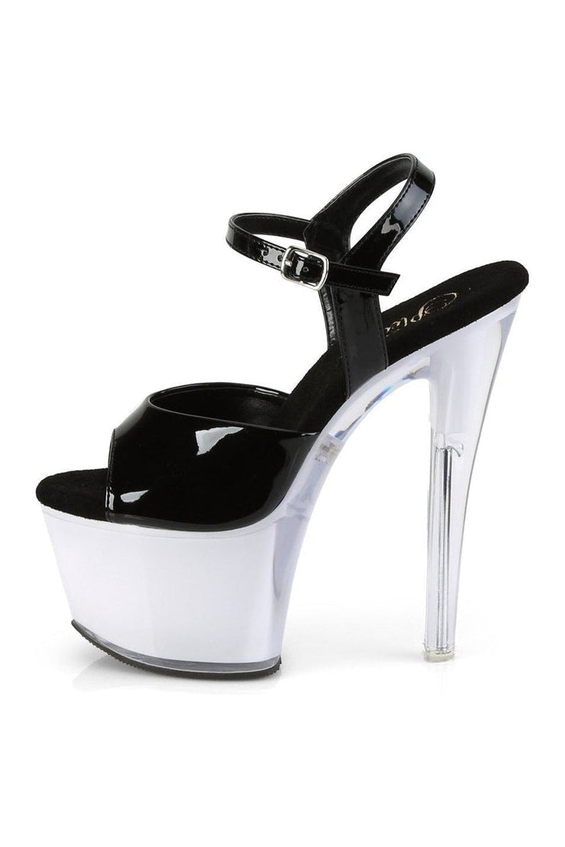 Pleaser DISCOLITE-709 Exotic Sandal in Black Patent