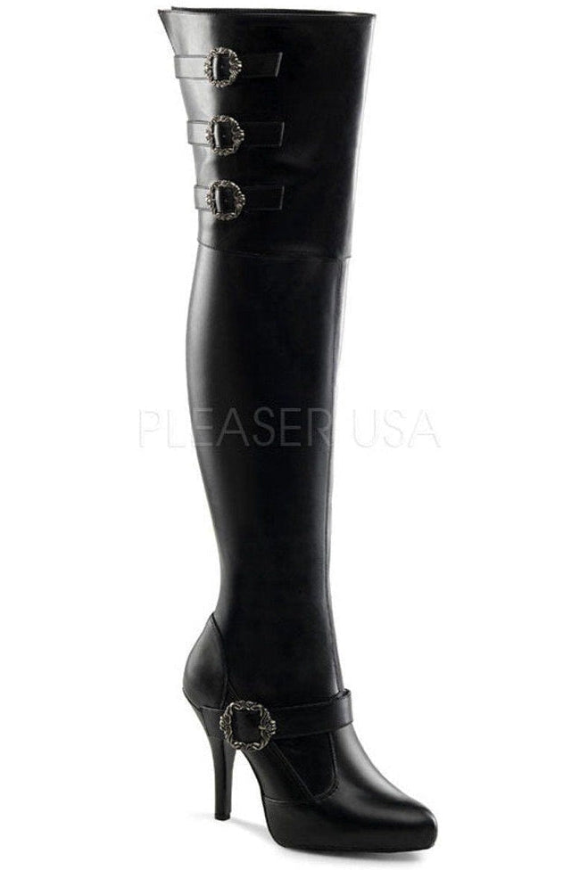 DIVA-3006X Thigh High | Black Faux Leather-Funtasma-Black-Thigh Boots-SEXYSHOES.COM