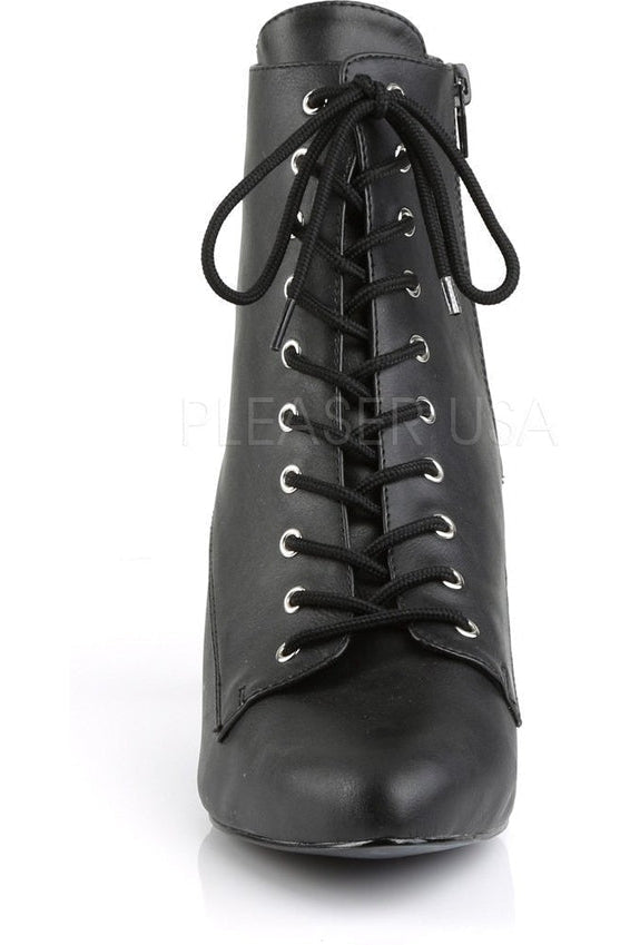DIVINE-1020 Ankle Boot | Black Faux Leather-Pleaser Pink Label-Ankle Boots-SEXYSHOES.COM