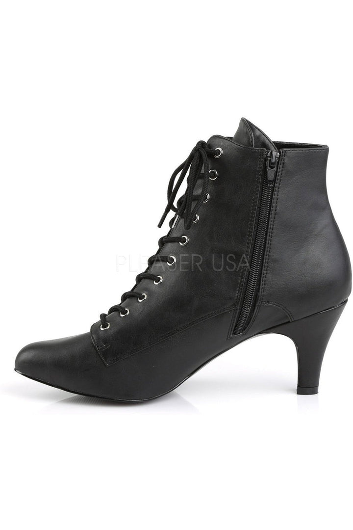 DIVINE-1020 Ankle Boot | Black Faux Leather-Pleaser Pink Label-Ankle Boots-SEXYSHOES.COM