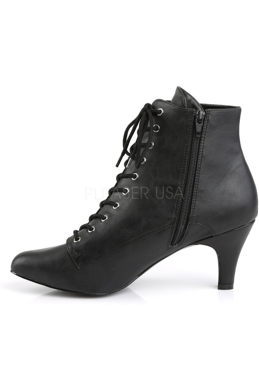 Pleaser Pink Label DIVINE-1020 Ankle Boot in Black Faux Leather