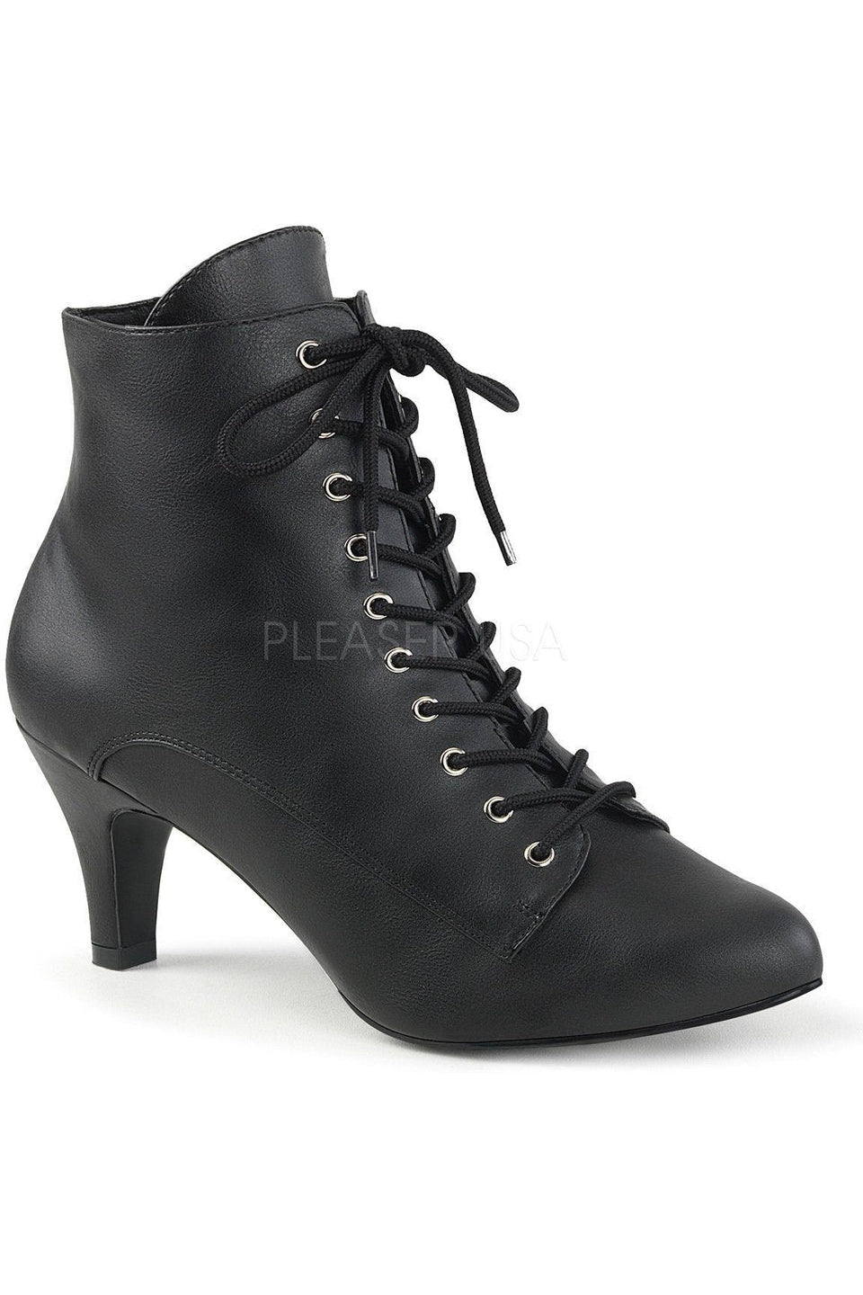 Pleaser Pink Label DIVINE-1020 Ankle Boot in Black Faux Leather from SexyShoes.com
