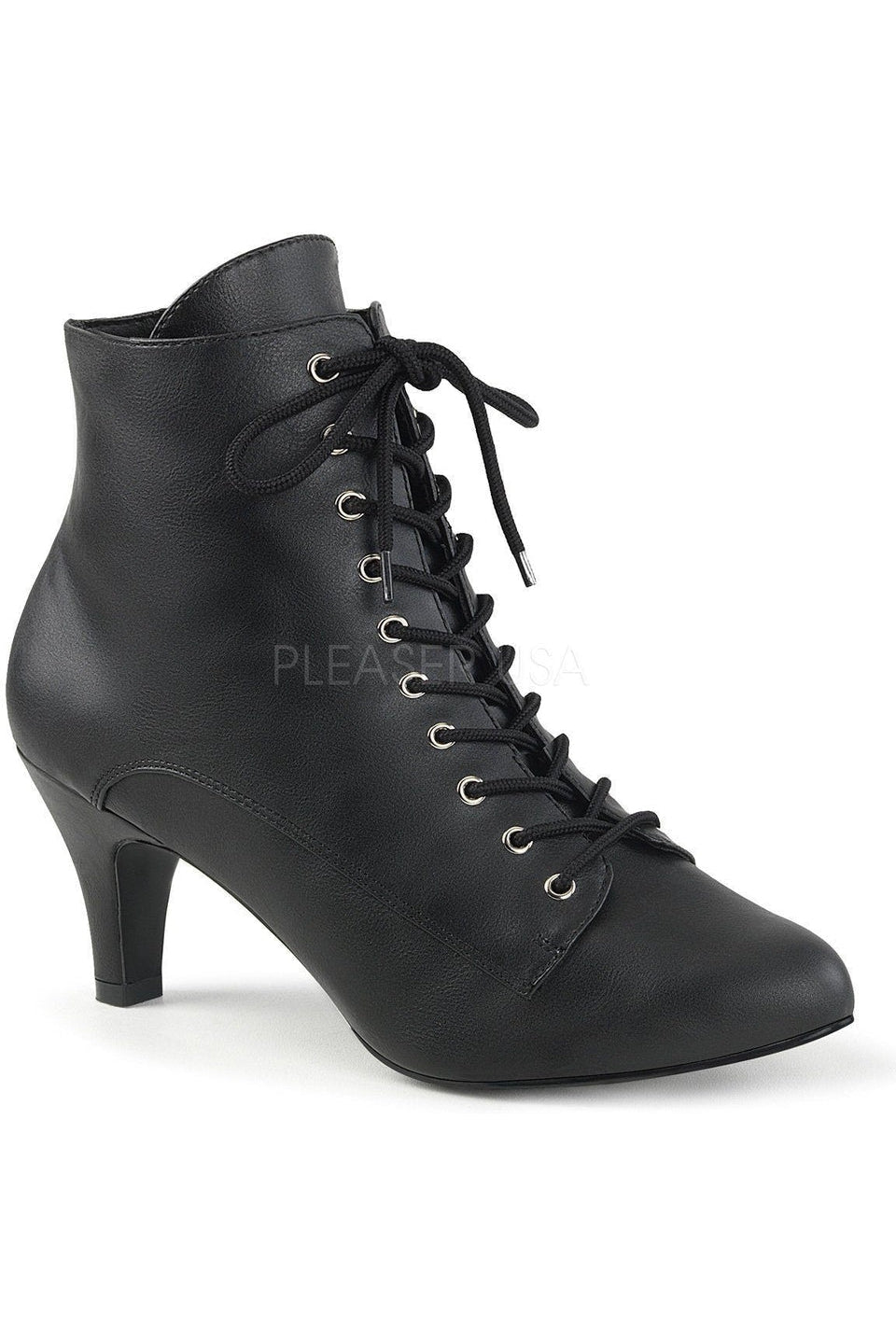 DIVINE-1020 Ankle Boot | Black Faux Leather-Pleaser Pink Label-Black-Ankle Boots-SEXYSHOES.COM