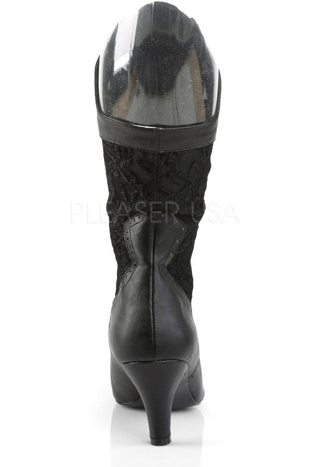 DIVINE-1050 Knee Boot | Black Faux Leather-Pleaser Pink Label-Knee Boots-SEXYSHOES.COM