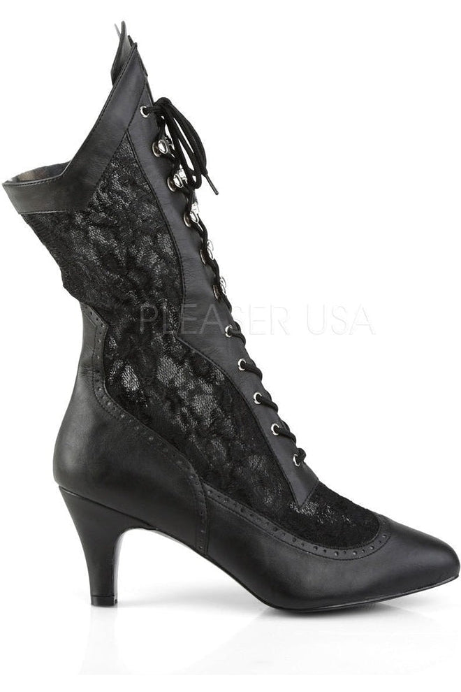 Pleaser Pink Label DIVINE-1050 Knee Boot in Black Faux Leather