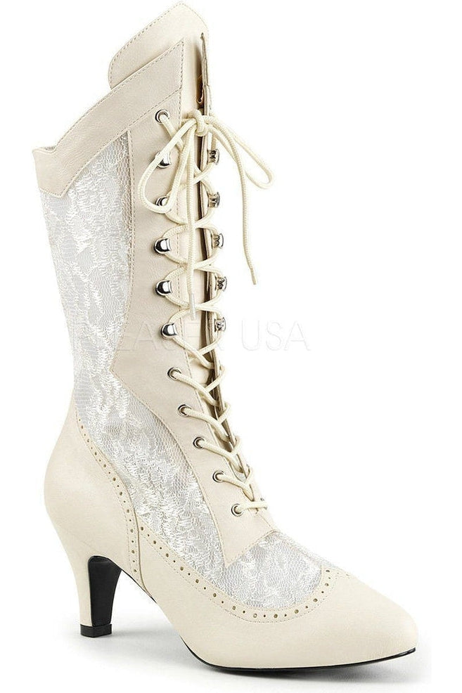 DIVINE-1050 Knee Boot | Ivory Faux Leather-Pleaser Pink Label-Ivory-Knee Boots-SEXYSHOES.COM
