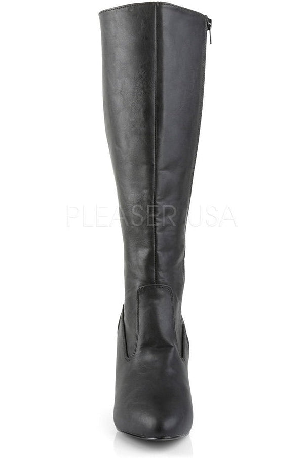 Pleaser Pink Label DIVINE-2018 Knee Boot in Black Faux Leather