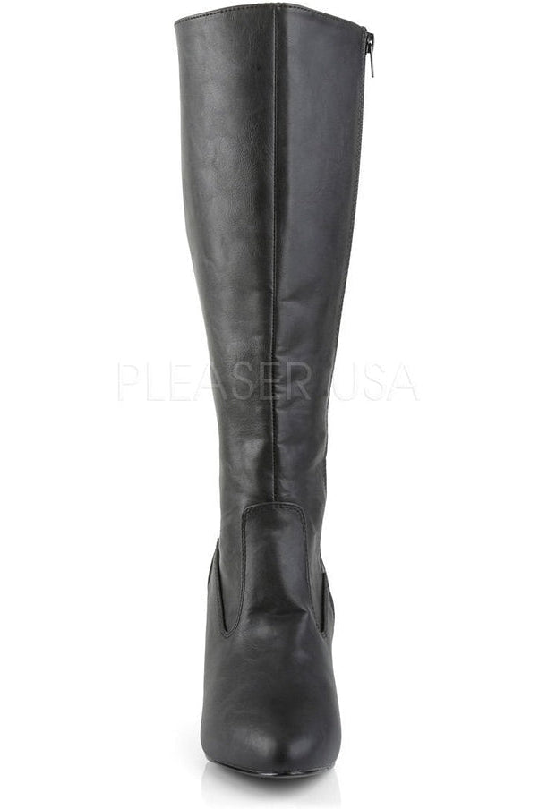 DIVINE-2018 Knee Boot | Black Faux Leather-Pleaser Pink Label-Knee Boots-SEXYSHOES.COM