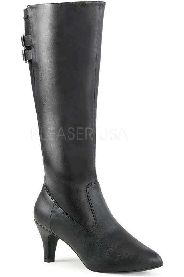 Pleaser Pink Label DIVINE-2018 Knee Boot in Black Faux Leather from SexyShoes.com