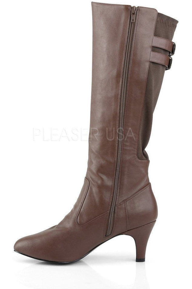 DIVINE-2018 Knee Boot | Brown Faux Leather-Pleaser Pink Label-Knee Boots-SEXYSHOES.COM