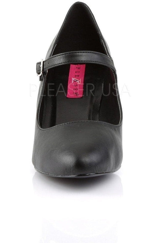 DIVINE-440 Pump | Black Faux Leather-Pleaser Pink Label-Mary Janes-SEXYSHOES.COM
