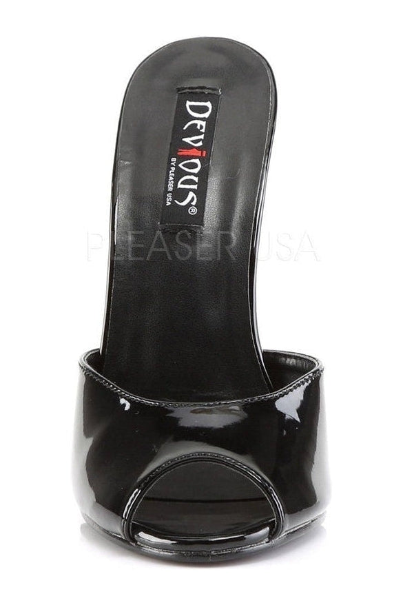 Devious DOMINA-101 Mule in Black Patent