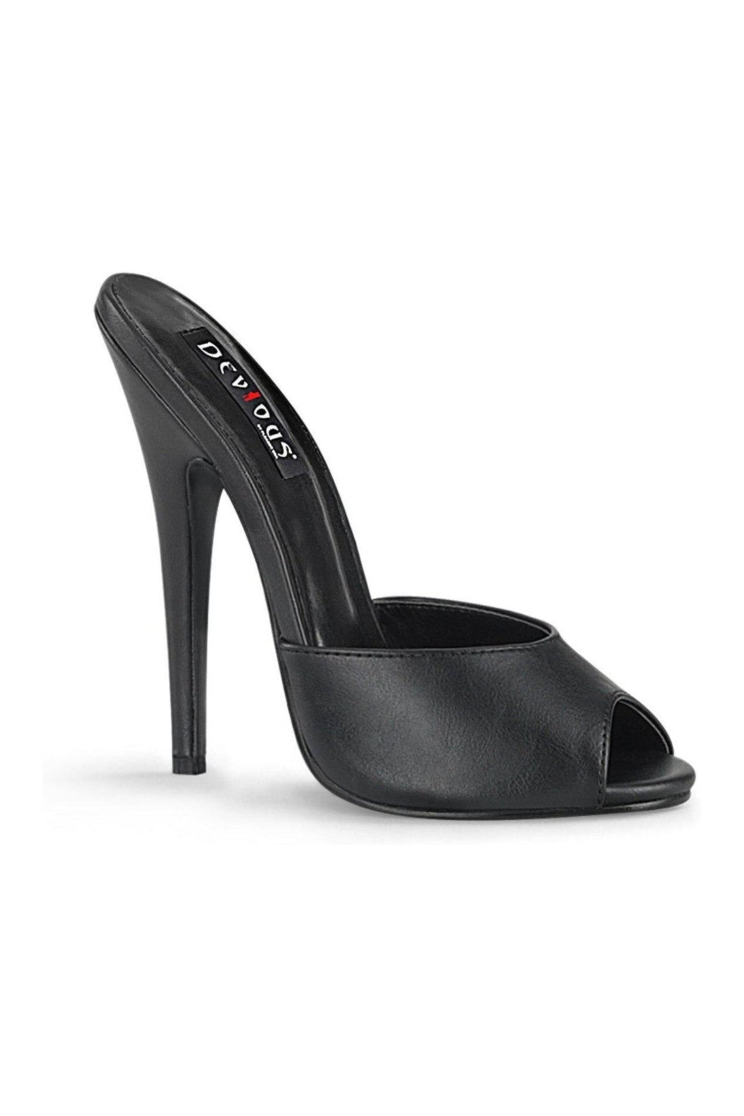 Devious DOMINA-101 Slide in Black Faux Leather from SexyShoes.com