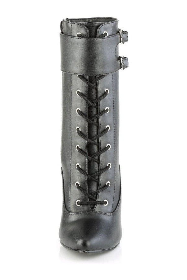 DOMINA-1023 Ankle Boot | Black Faux Leather