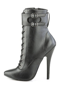 Devious DOMINA-1023 Ankle Boot in Black Faux Leather