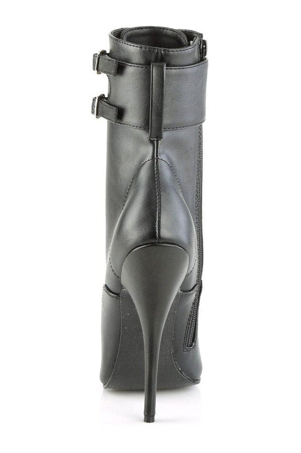 Devious DOMINA-1023 Ankle Boot in Black Faux Leather