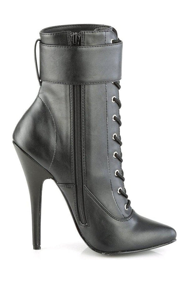Devious DOMINA-1023 Ankle Boot in Black Faux Leather