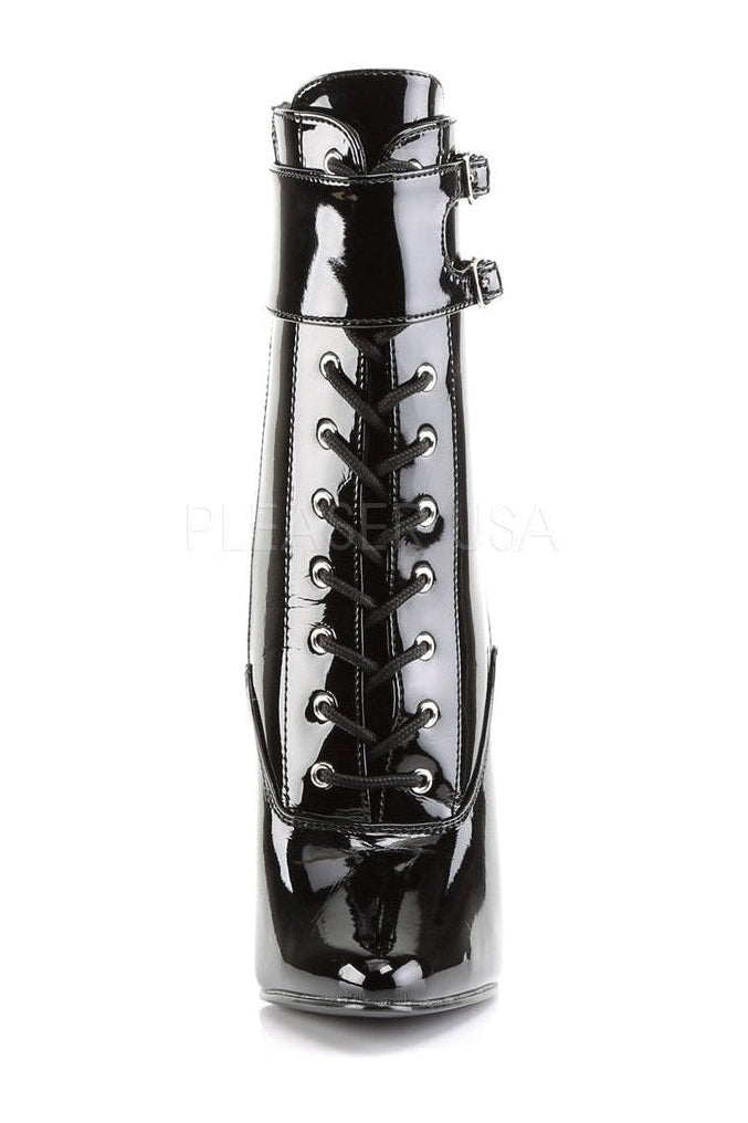 Devious DOMINA-1023 Ankle Boot in Black Patent