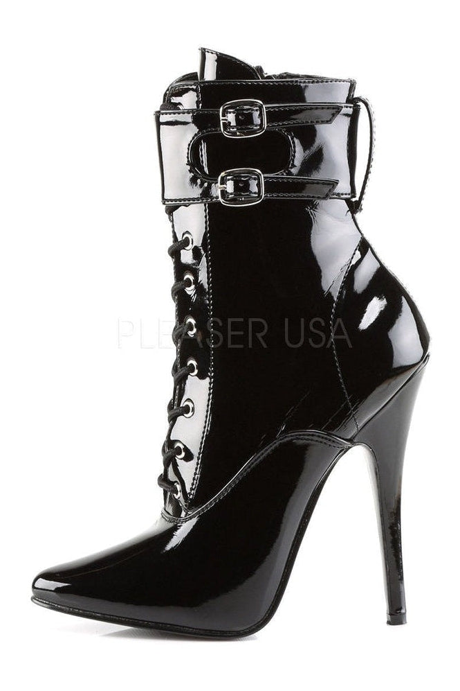 Devious DOMINA-1023 Ankle Boot in Black Patent